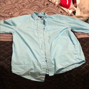 Light blue and plaid polo shirt